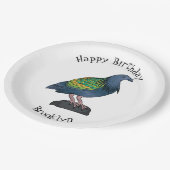 Nicobar Taube Cartoon Illustration Pappteller (Schrägansicht)