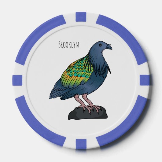 Nicobar Taube Cartoon Illustration Pokerchips (Vorderseite)