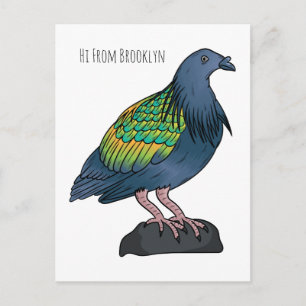 Nicobar-Taube Vogel Cartoon-Illustration Postkarte