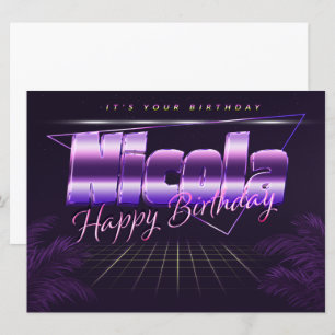 Nicola Name Vorname lila retro Karte Geburtstag