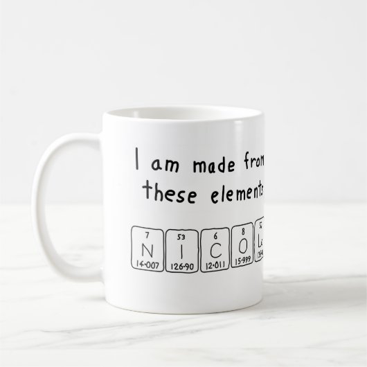 Nicola Namen-Tasse periodischer Tabelle Kaffeetasse (Links)