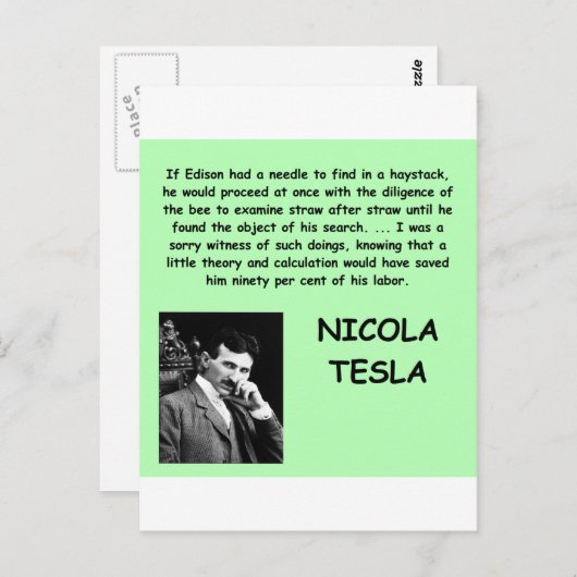 Nicola Tesla Postkarte (Vorne/Hinten)