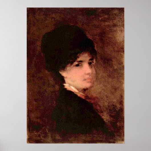 Nicolae Grigorescu - Portrait einer Frau Poster (Vorne)