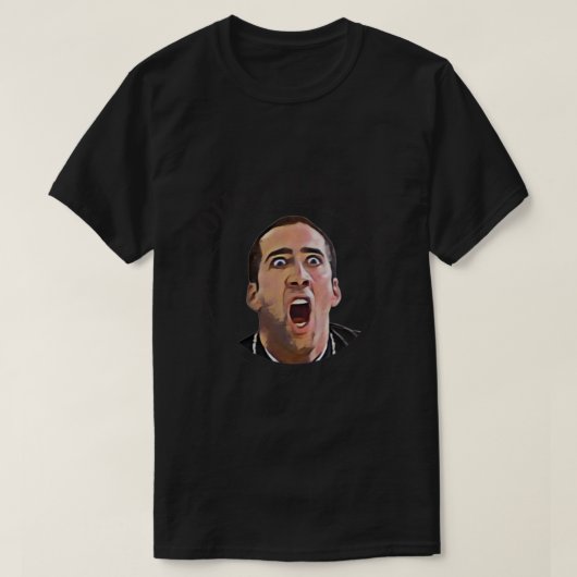 Nicolas Cage Face Off - Design 2 Black T-Shirt (Design vorne)