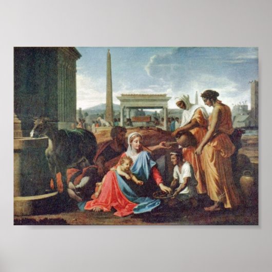 Nicolas Poussin - Erholung über den Flug nach Ägyp Poster (Vorne)