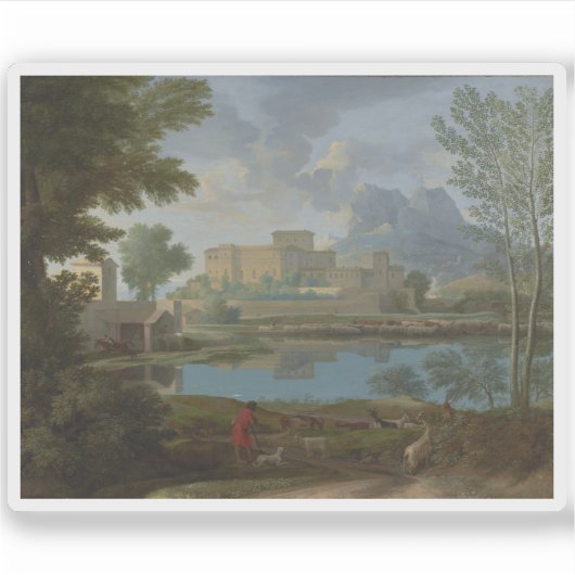 Nicolas Poussin - Landschaft mit einer Ruhe Aufkleber (Vorderseite)