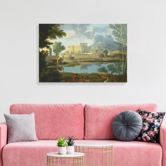 Nicolas Poussin - Landschaft mit einer Ruhe Leinwanddruck (Insitu (Wohnzimmer))