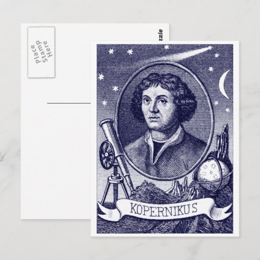 Nicolaus Copernicus Postkarte (Vorne/Hinten)