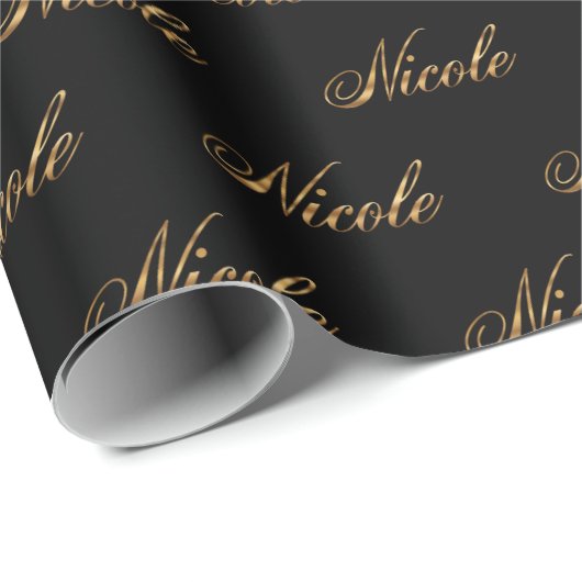 Nicole gold Design Lettering Geschenkpapier (Rolleneckpunkt)