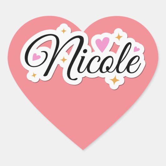 Nicole Name niedlich Design Herz-Aufkleber (Vorderseite)