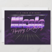 Nicole Name Vorname lila retro Karte Geburtstag (Vorderseite)