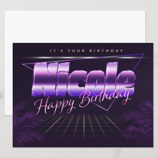 Nicole Name Vorname lila retro Karte Geburtstag