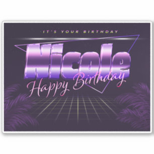 Nicole Name Vorname lila retro Sticker Geburtstag