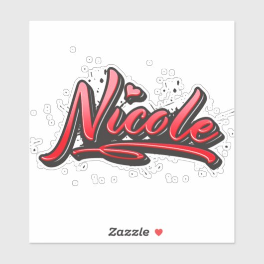 Nicole red Heart Graffiti Aufkleber Sticker (Blatt)
