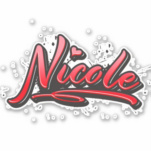 Nicole red Heart Graffiti Aufkleber Sticker (Vorderseite)