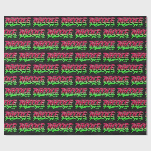 Nicole Vorname Name Graffiti red green Geschenkpapier (Flach)