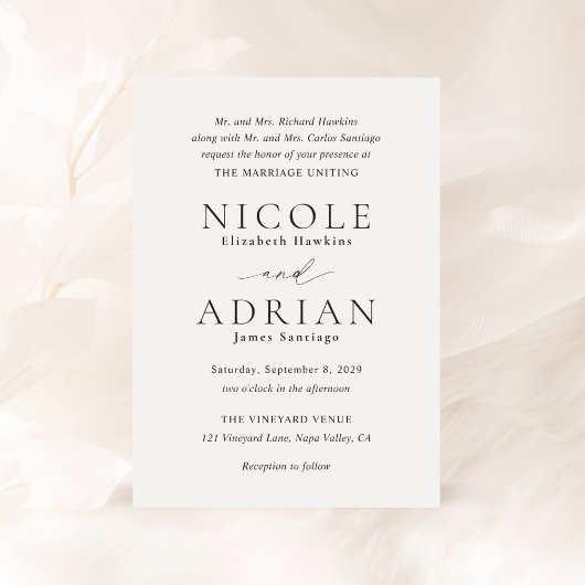Nicole White Elegant Wedding Einladung