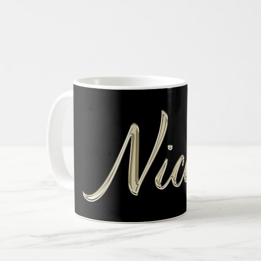 Nicole white gold Handwriting Tasse Kaffeetasse (Vorderseite Links)