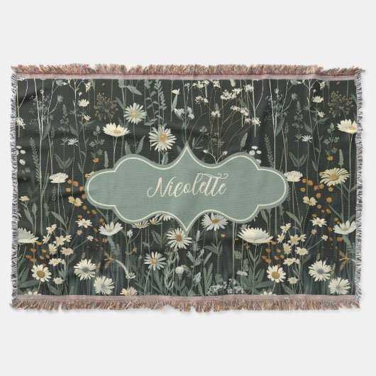 Nicolette Dark Daisy Floral Decke (Vorderseite)