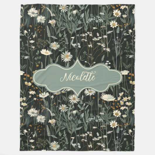 Nicolette Dark Daisy Floral Fleecedecke (Vorderseite)