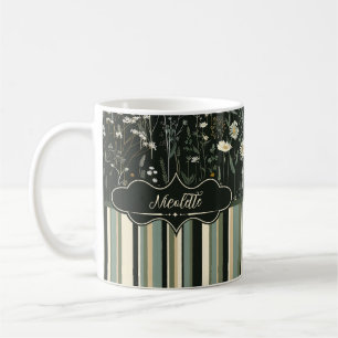 Nicolette Dark Daisy Floral Striped Kaffeetasse