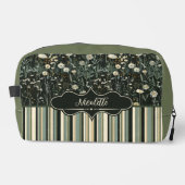 Nicolette Dark Daisy Floral Striped Waschbeutel (Vorderseite)