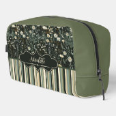 Nicolette Dark Daisy Floral Striped Waschbeutel (Rechte Ecke)
