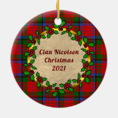 Nicolson Abzeichen & Tartan Personalisierte Weihna Keramik Ornament (Hinten)