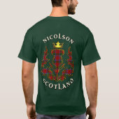Nicolson Clan Abzeichen & Tartan w/Motto T-Shirt (Rückseite)