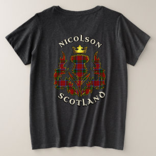 Nicolson Clan Abzeichen & Tartan w/Motto Women's Große Größe T-Shirt