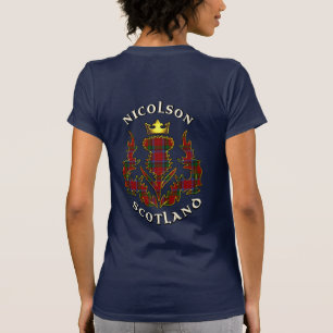 Nicolson Clan Abzeichen & Tartan w/Motto Women's T-Shirt