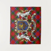 Nicolson Clan Abzeichen & Unicorns w/Tartan Wandteppich (Vorderseite)