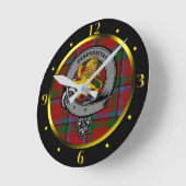 Nicolson Clan Badge & Tartan Runde Wanduhr (Winkel)