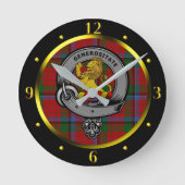 Nicolson Clan Badge & Tartan Runde Wanduhr (Vorderseite)
