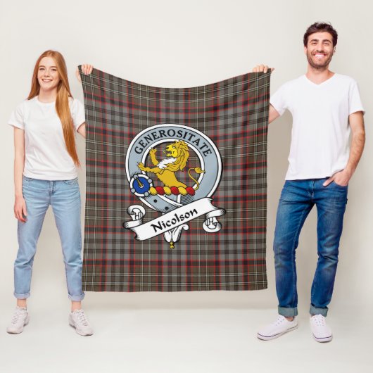 Nicolson Hunting geathered Clan Abzeichen Tartan K Fleecedecke (Beispiel)
