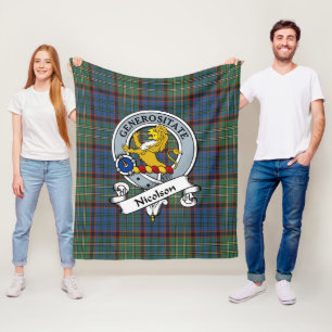 Nicolson Jagd Ancient Clan Abzeichen Tartan Karier Fleecedecke