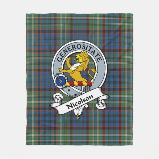 Nicolson Jagd Ancient Clan Abzeichen Tartan Karier Fleecedecke (Vorderseite)