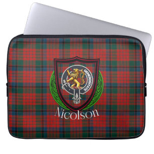 Nicolson schottischer Clan Tartan & Wappen Laptopschutzhülle