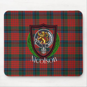 Nicolson Schottischer Clan Tartan & Wappen Mousepad