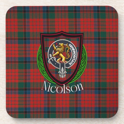 Nicolson Scottish Clan Tartan & Crest Getränkeuntersetzer (Vorderseite)