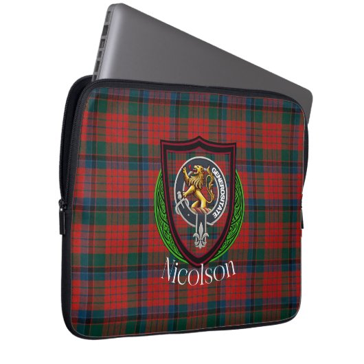 Nicolson Scottish Clan Tartan & Crest Laptopschutzhülle (Vorne Rechts)