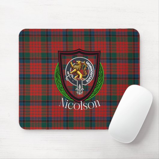 Nicolson Scottish Clan Tartan & Crest Mousepad (Mit Mouse)