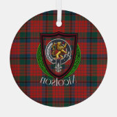 Nicolson Scottish Clan Tartan & Crest Ornament Aus Glas (Rückseite)
