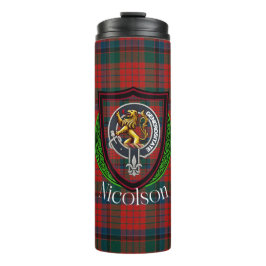 Nicolson Scottish Clan Tartan & Crest Thermosbecher