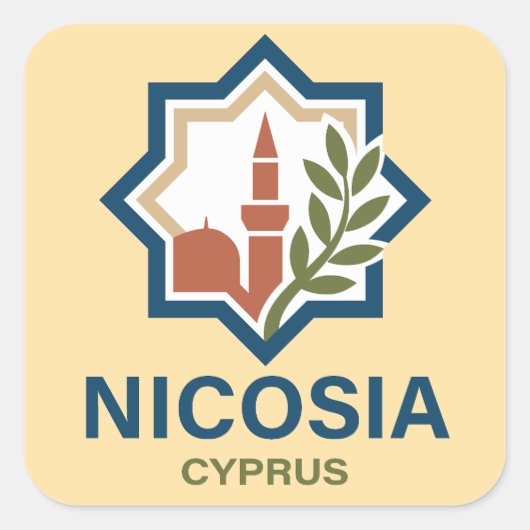 Nicosia Cyprus Mediterranean Quadratischer Aufkleber (Vorderseite)