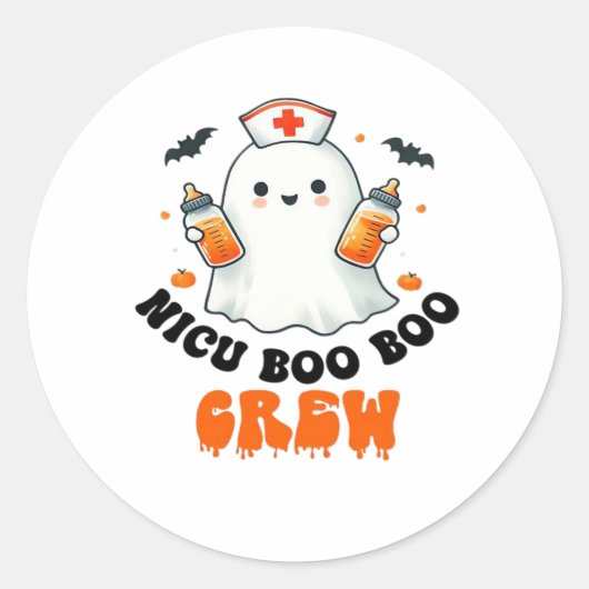 Nicu boo boo Crew halloween, Nicu Boo Crew Funny N Runder Aufkleber (Vorderseite)