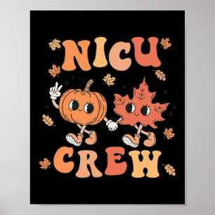 Nicu Crew Pumpkin Leaf Fall Nicu Nurse Halloween Poster