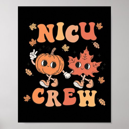 Nicu Crew Pumpkin Leaf Fall Nicu Nurse Halloween Poster (Vorne)
