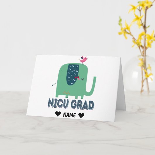 NICU Grad Elephant Karte (Gelbe Blume)