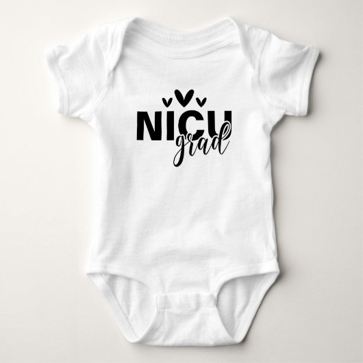 NICU Graduate Minimalistisch Black and White Baby Strampler (Vorderseite)